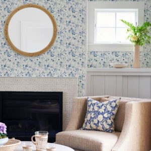 Glinda Navy Floral Trail Wallpaper