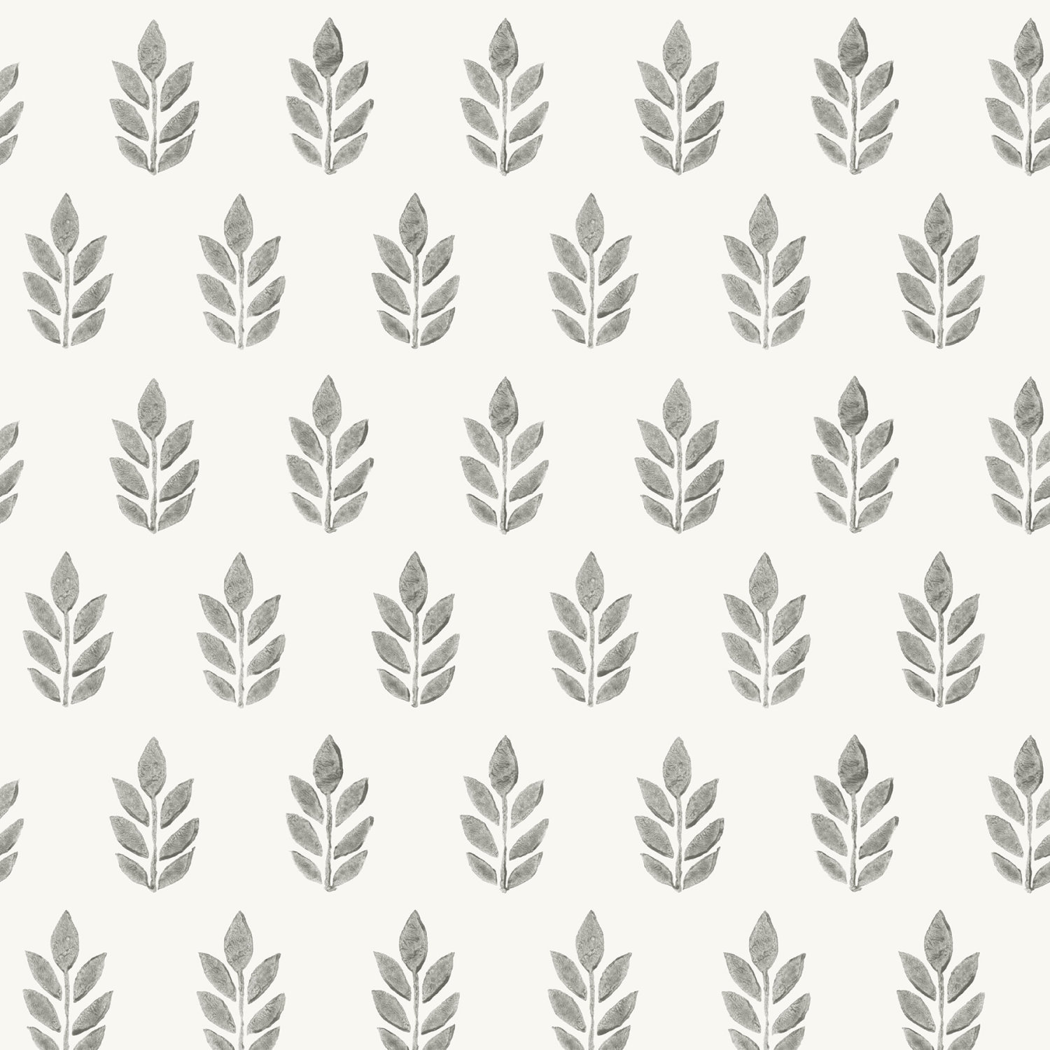 Ervic Charcoal Leaf Block Print Wallpaper