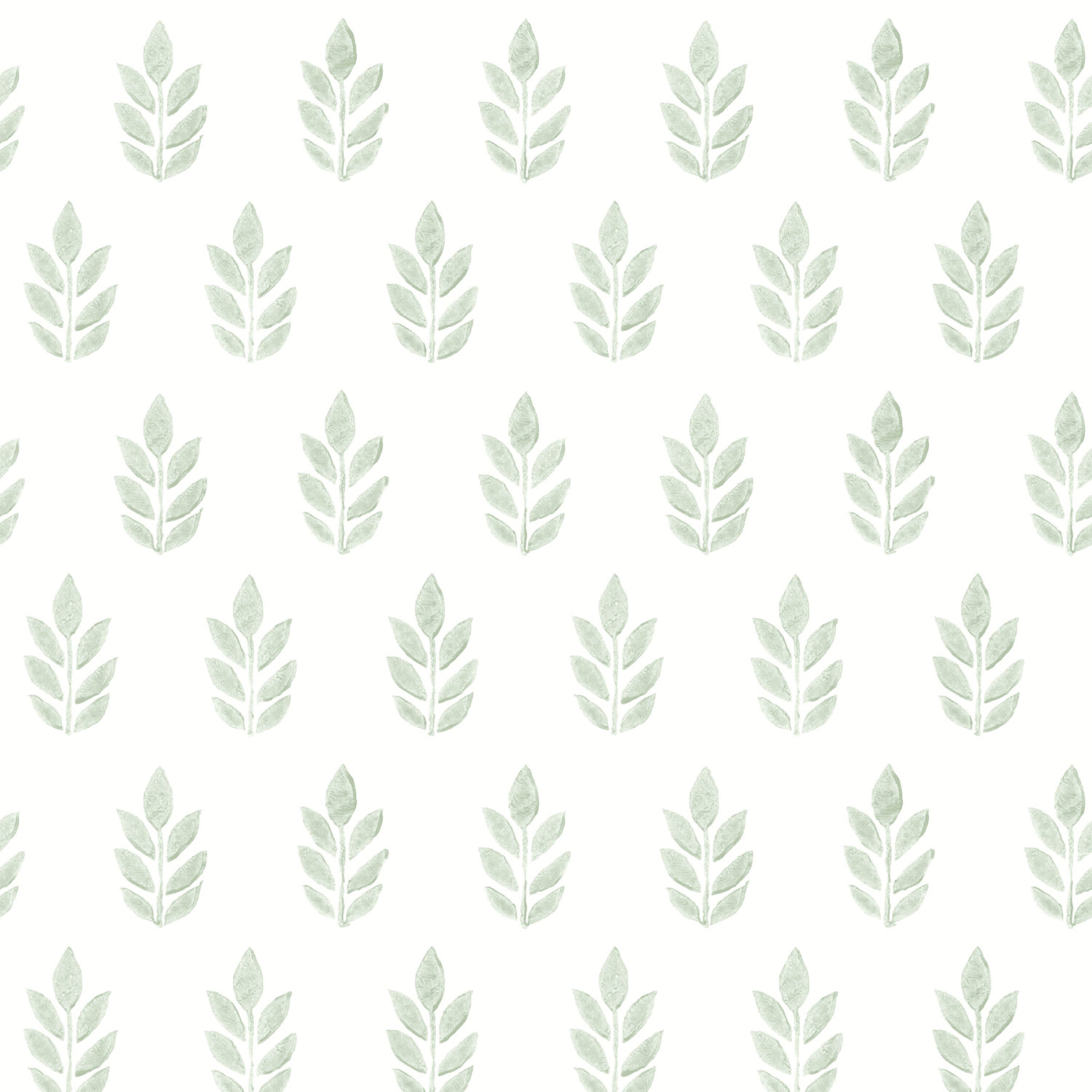 Ervic Green Leaf Block Print Wallpaper