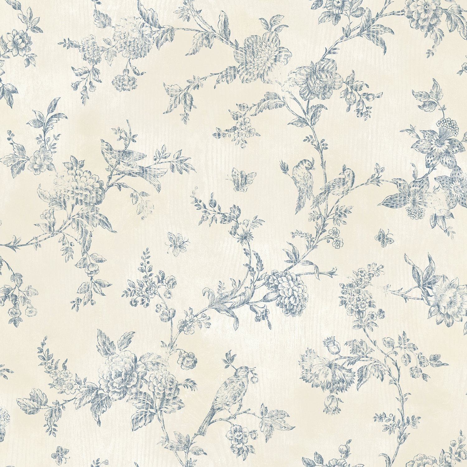 French Nightingale Blue Trail Wallpaper