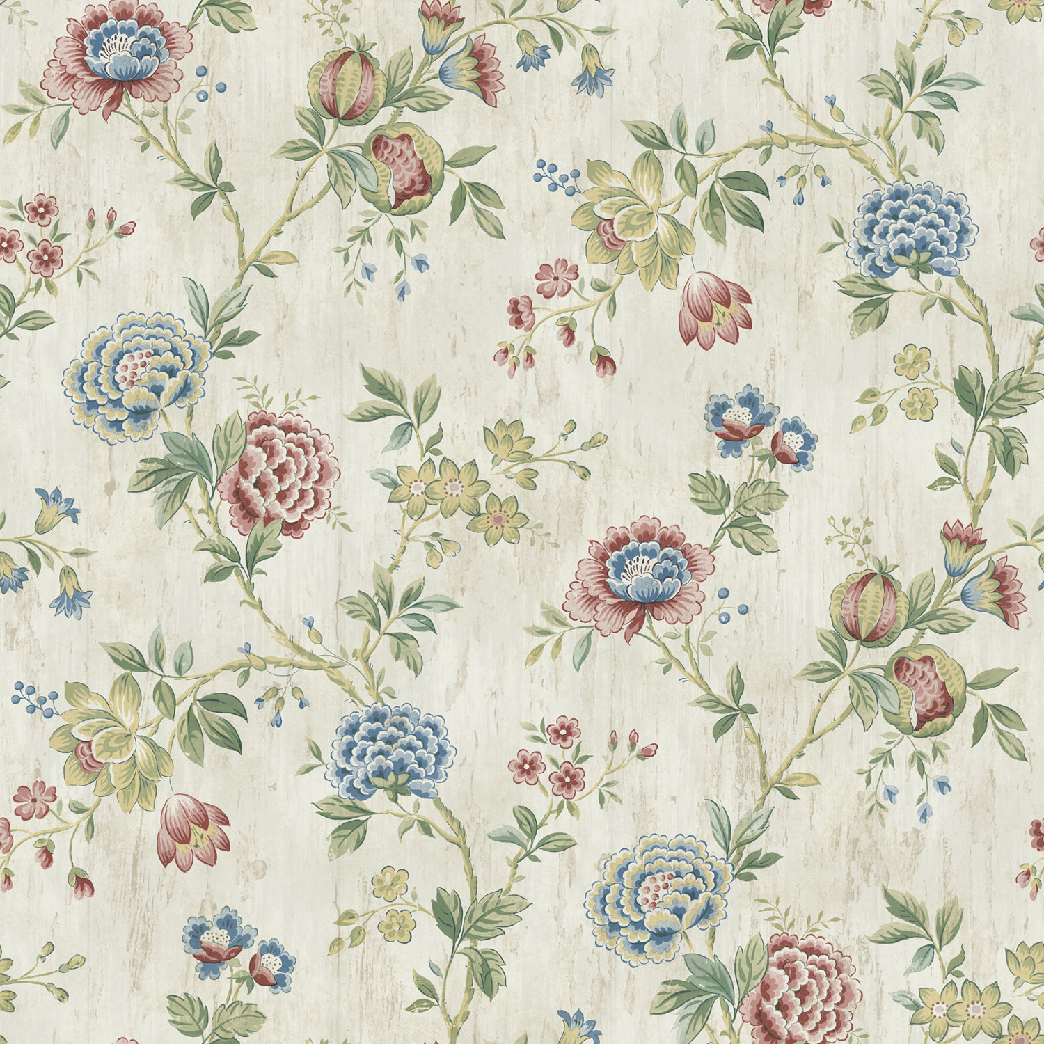 Chrysanthemum Multicolour Jacobean Wallpaper