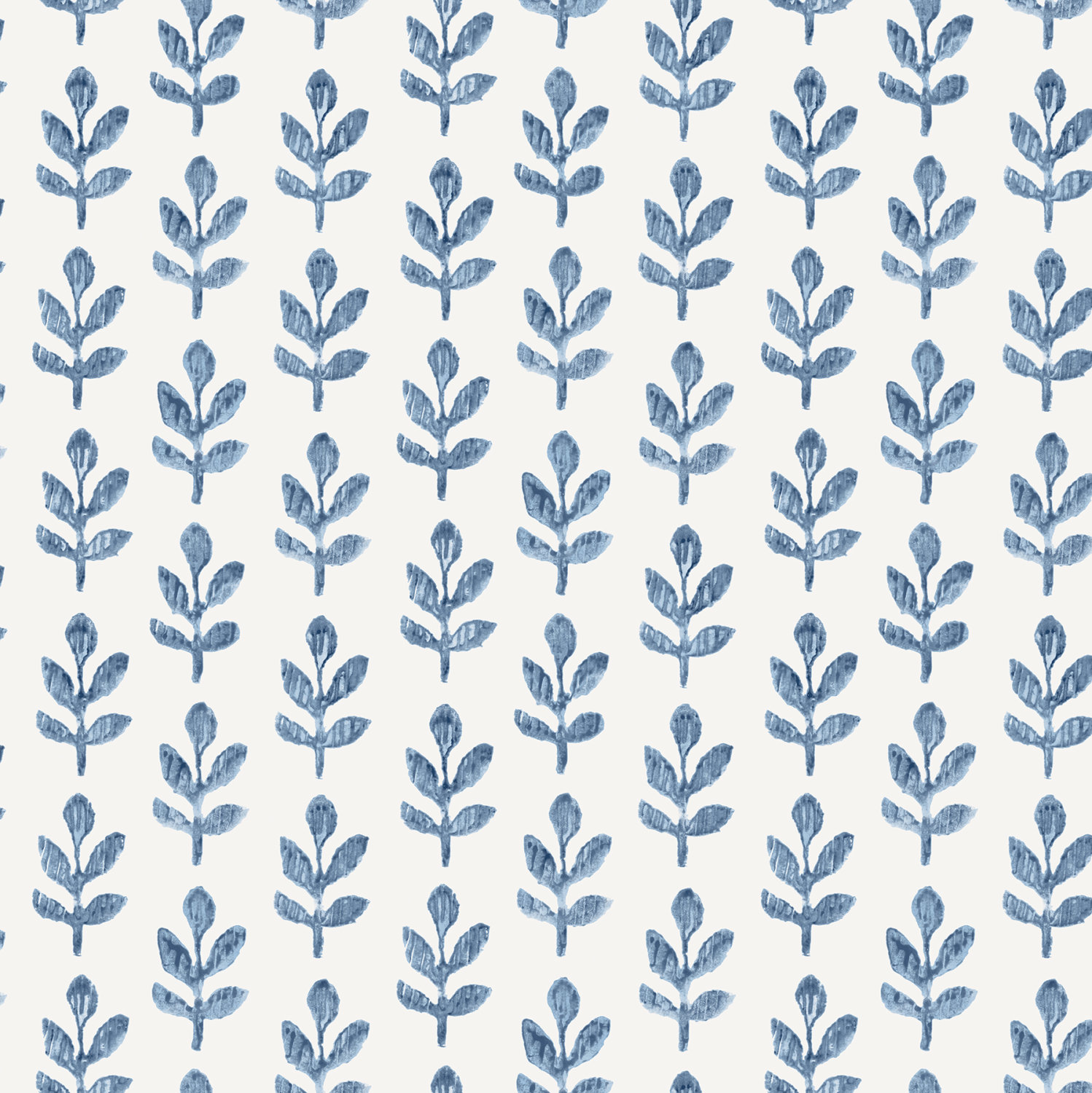 Whiskers Blue Leaf Wallpaper