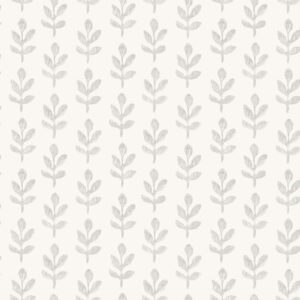 Whiskers Light Grey Leaf Wallpaper