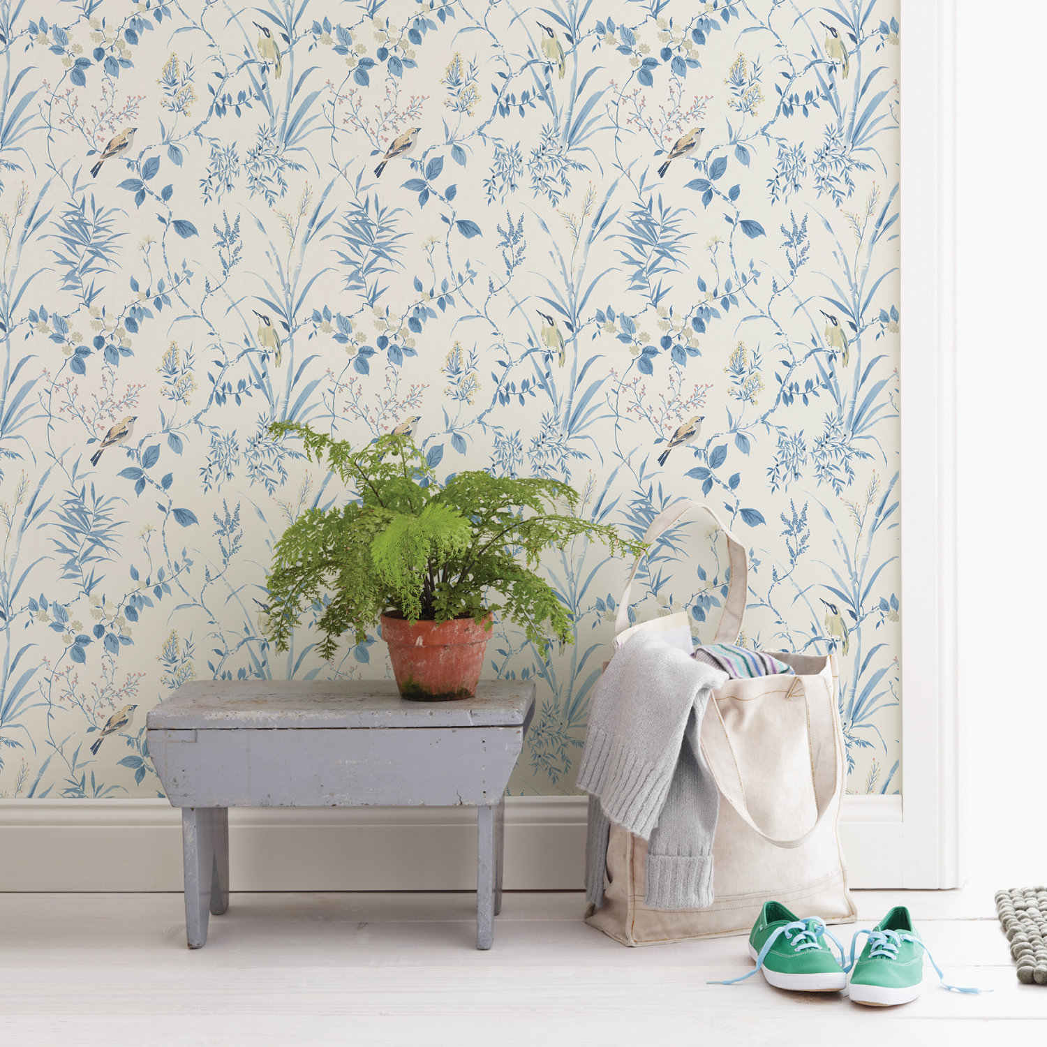 Imperial Garden Blue Botanical Wallpaper