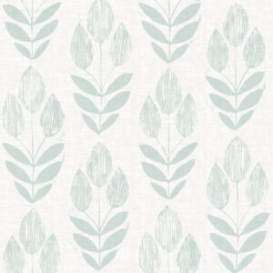 Garland Teal Block Tulip Wallpaper