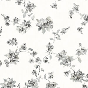 Cyrus Charcoal Festive Floral Wallpaper