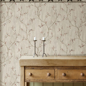 Justine Light Grey Berry Trail Wallpaper