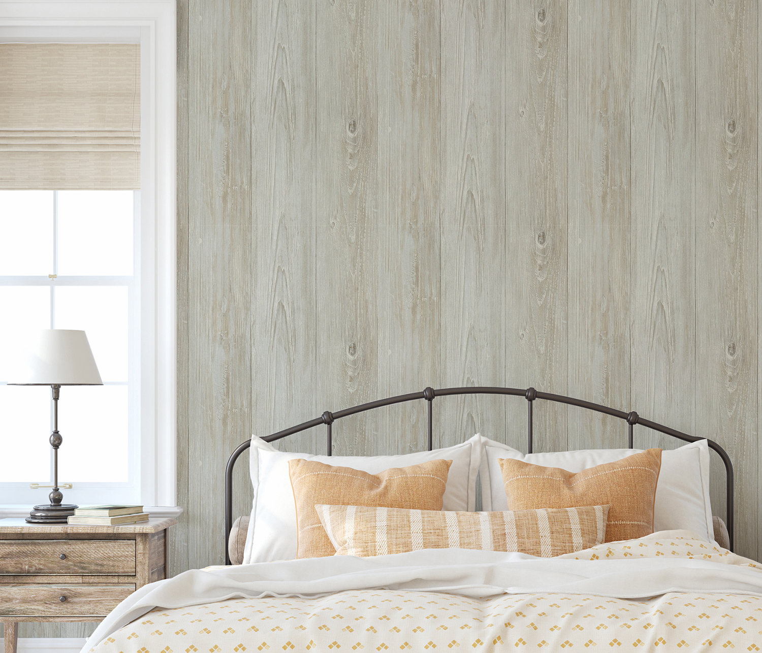 Mapleton Seafoam Wood Wallpaper