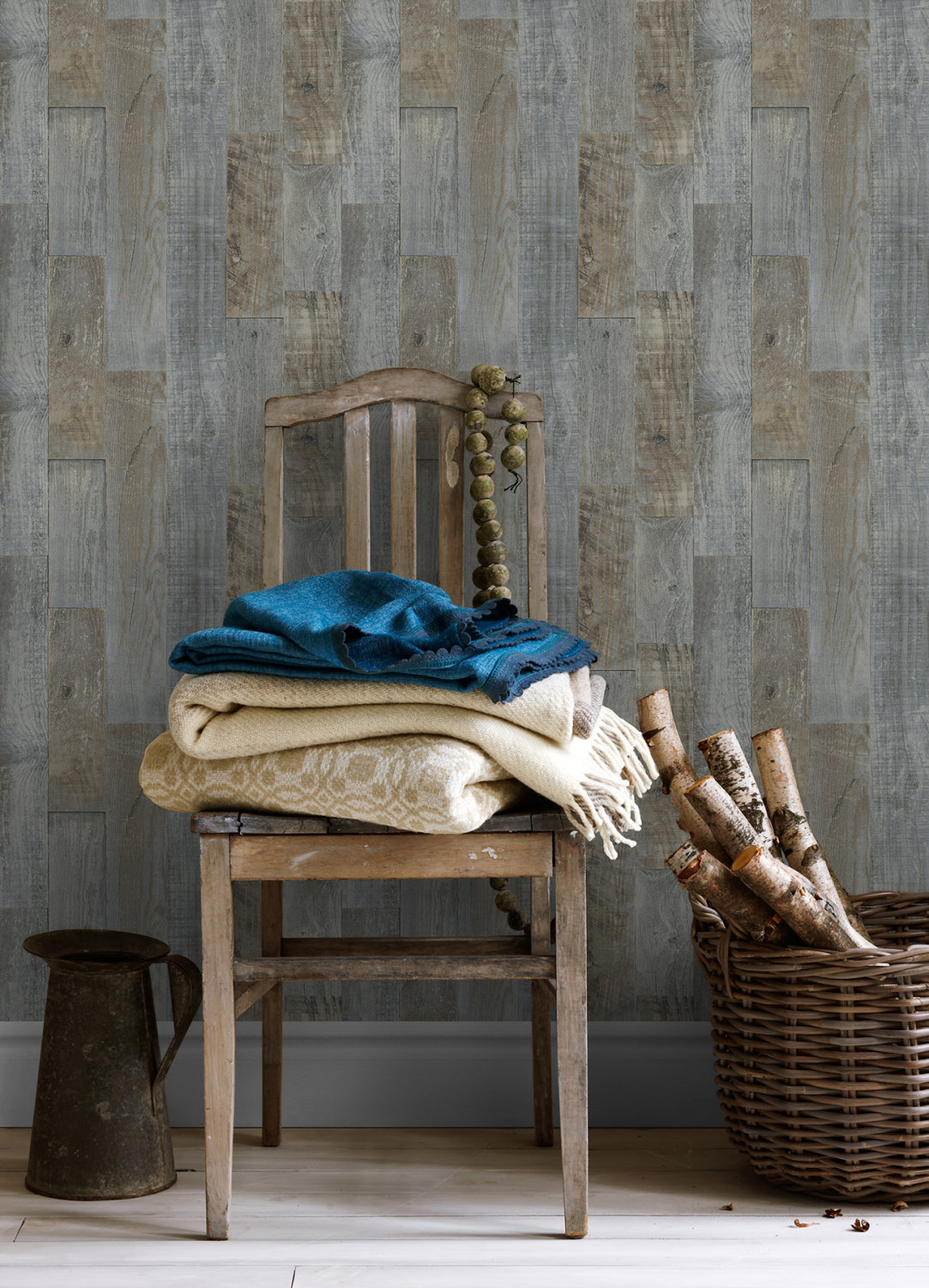 Chebacco Slate Wood Planks Wallpaper