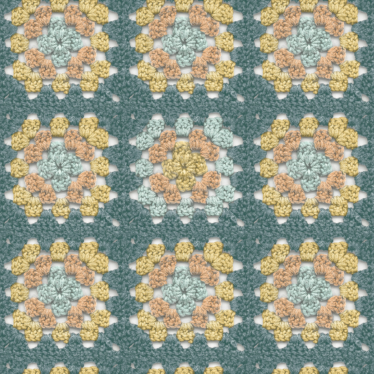 Maud Teal Crochet Geometric Wallpaper