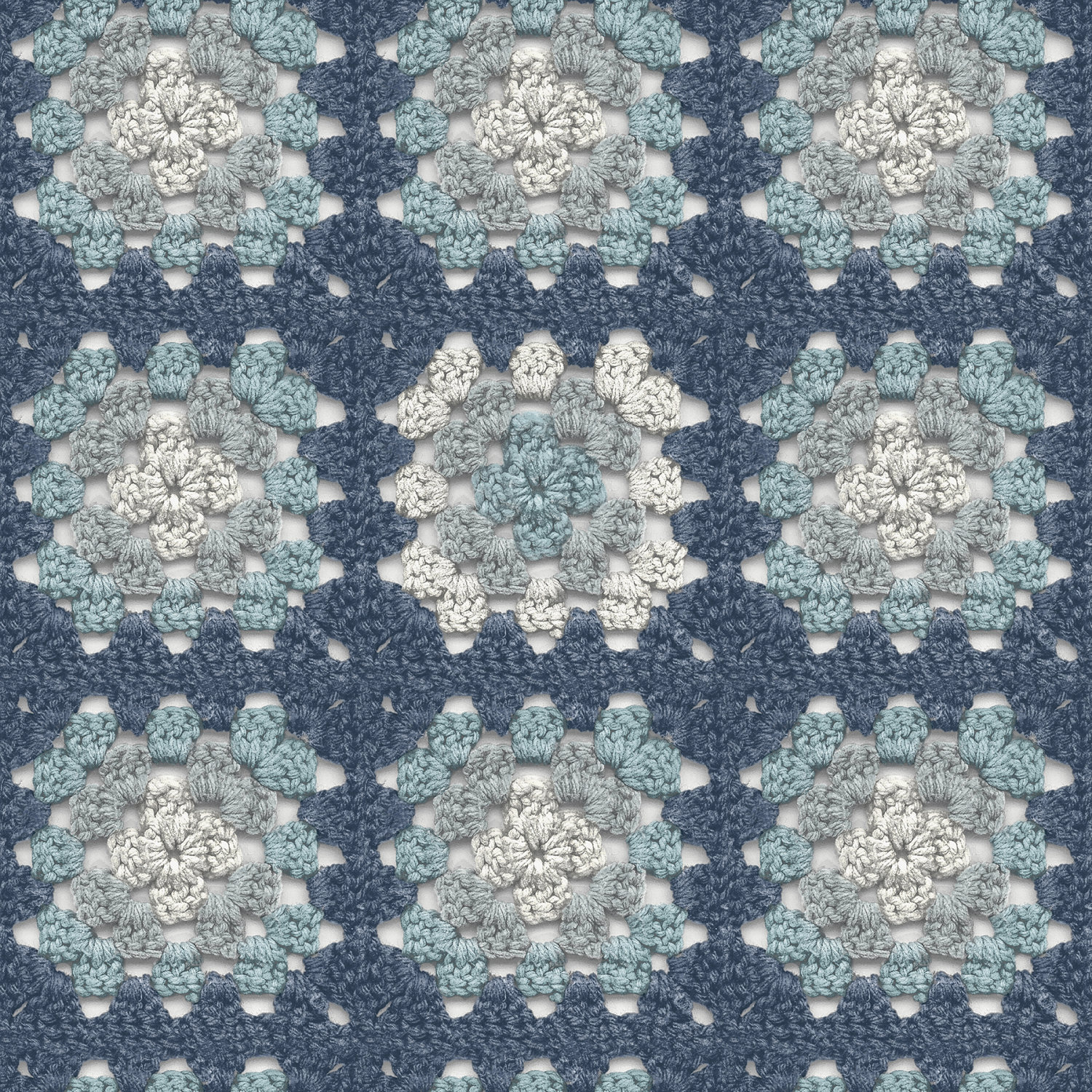 Maud Blue Crochet Geometric Wallpaper