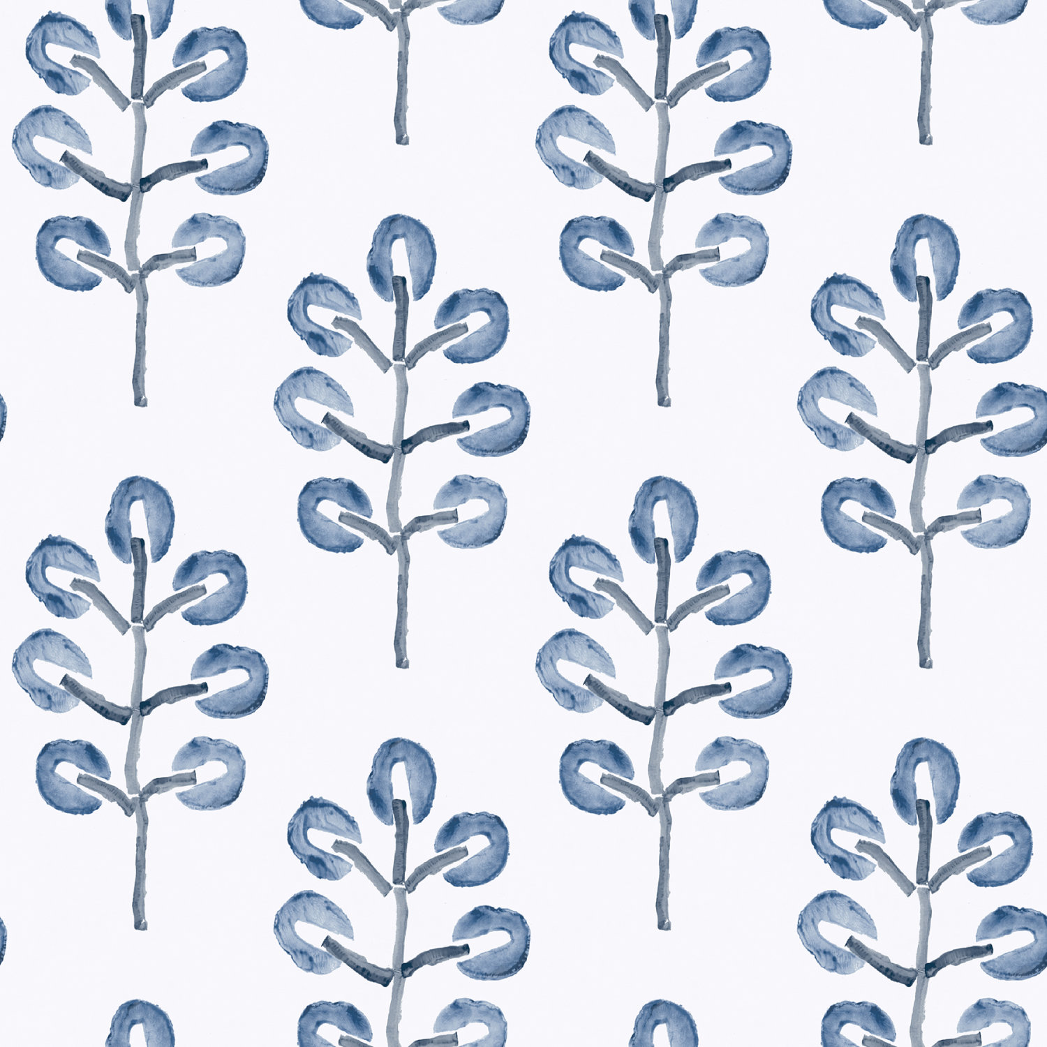 Plum Tree Blue Botanical Wallpaper