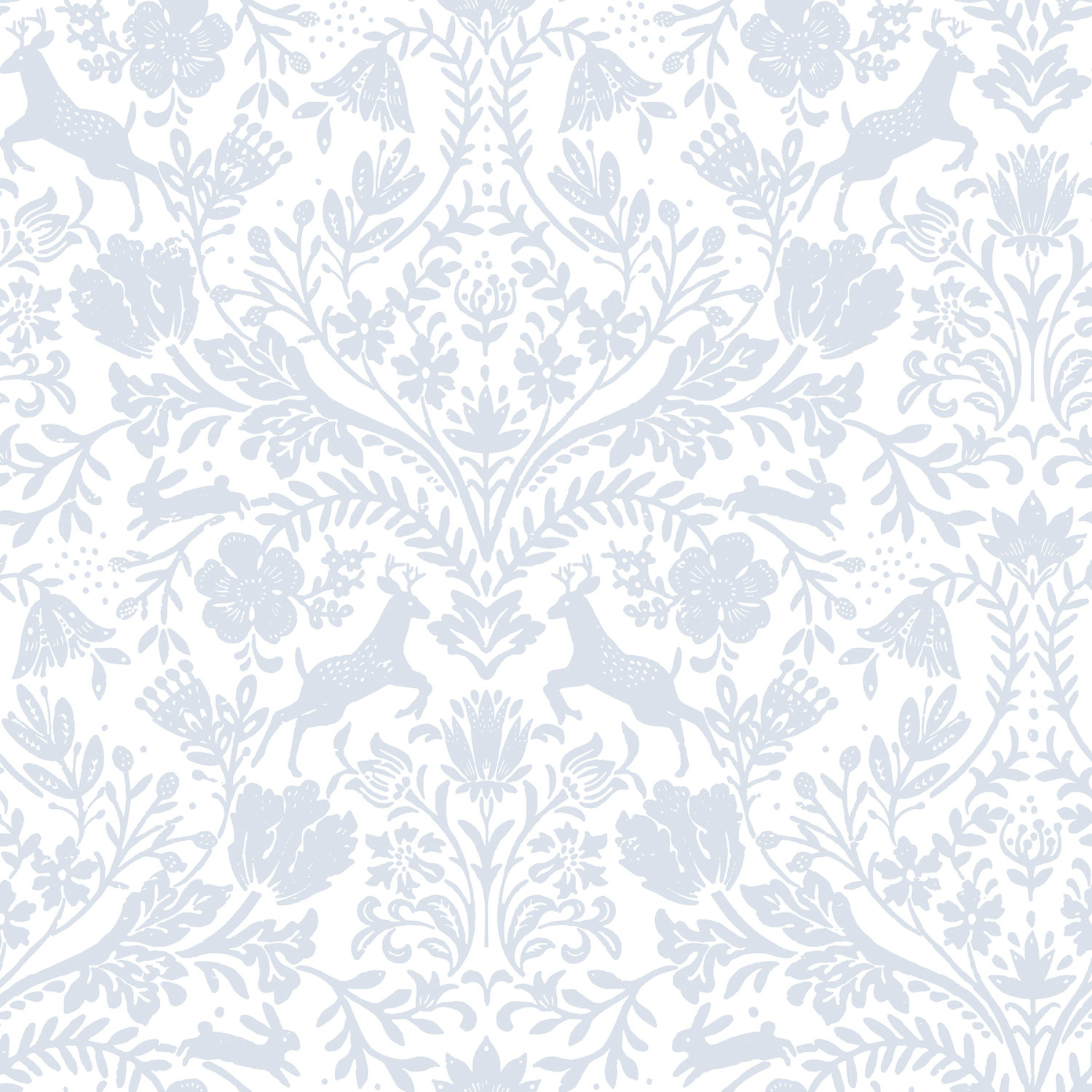 Forest Dance Light Blue Damask Wallpaper