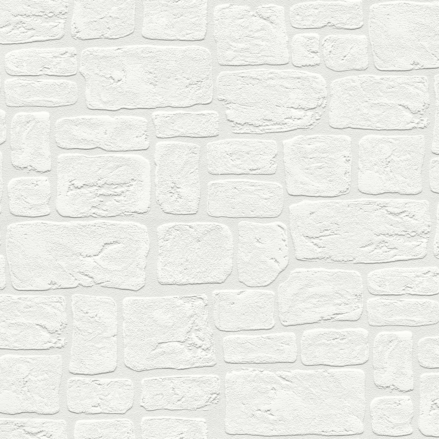 Gaffrey White Stone Paintable Wallpaper
