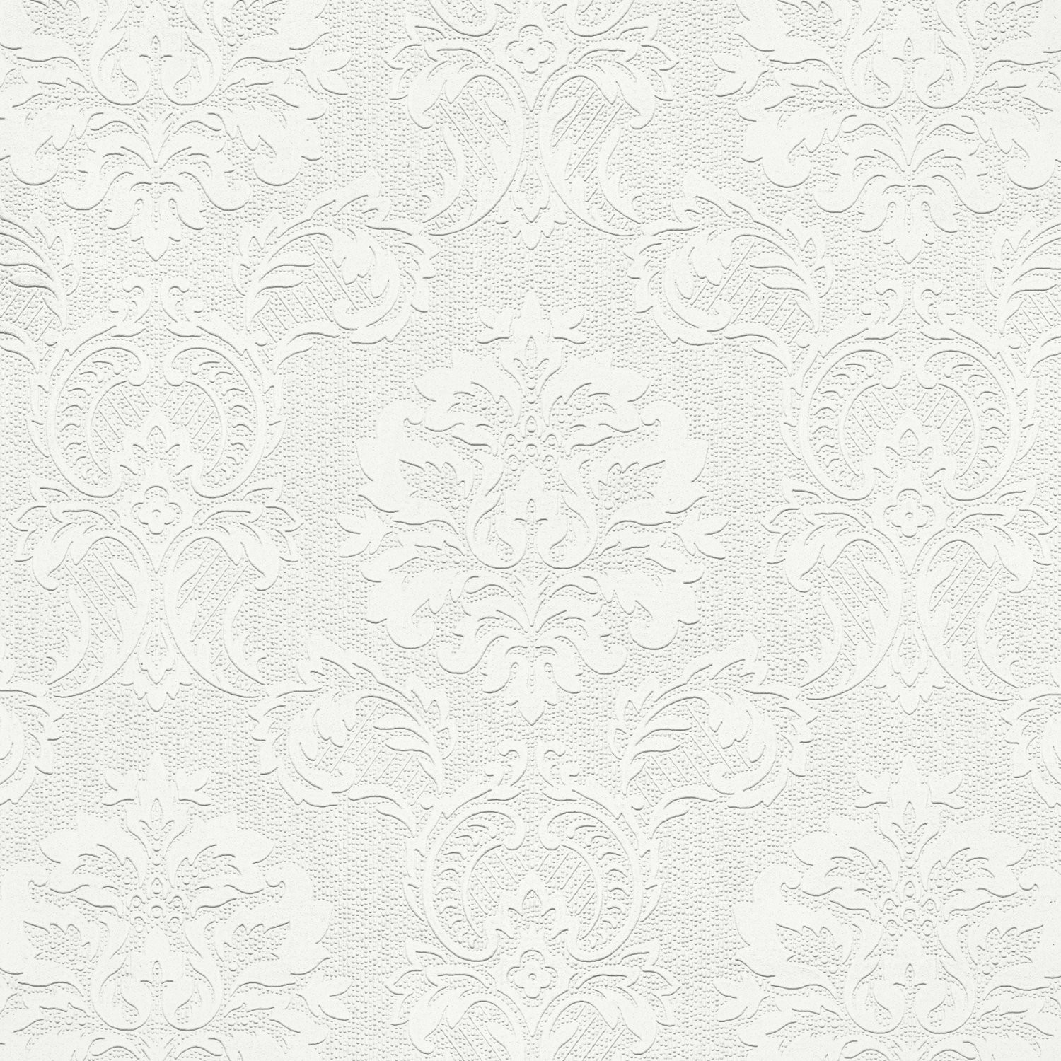 Plouf White Damask Paintable Wallpaper