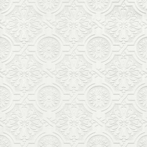 Victorian White Tin Ceiling Paintable Wallpaper