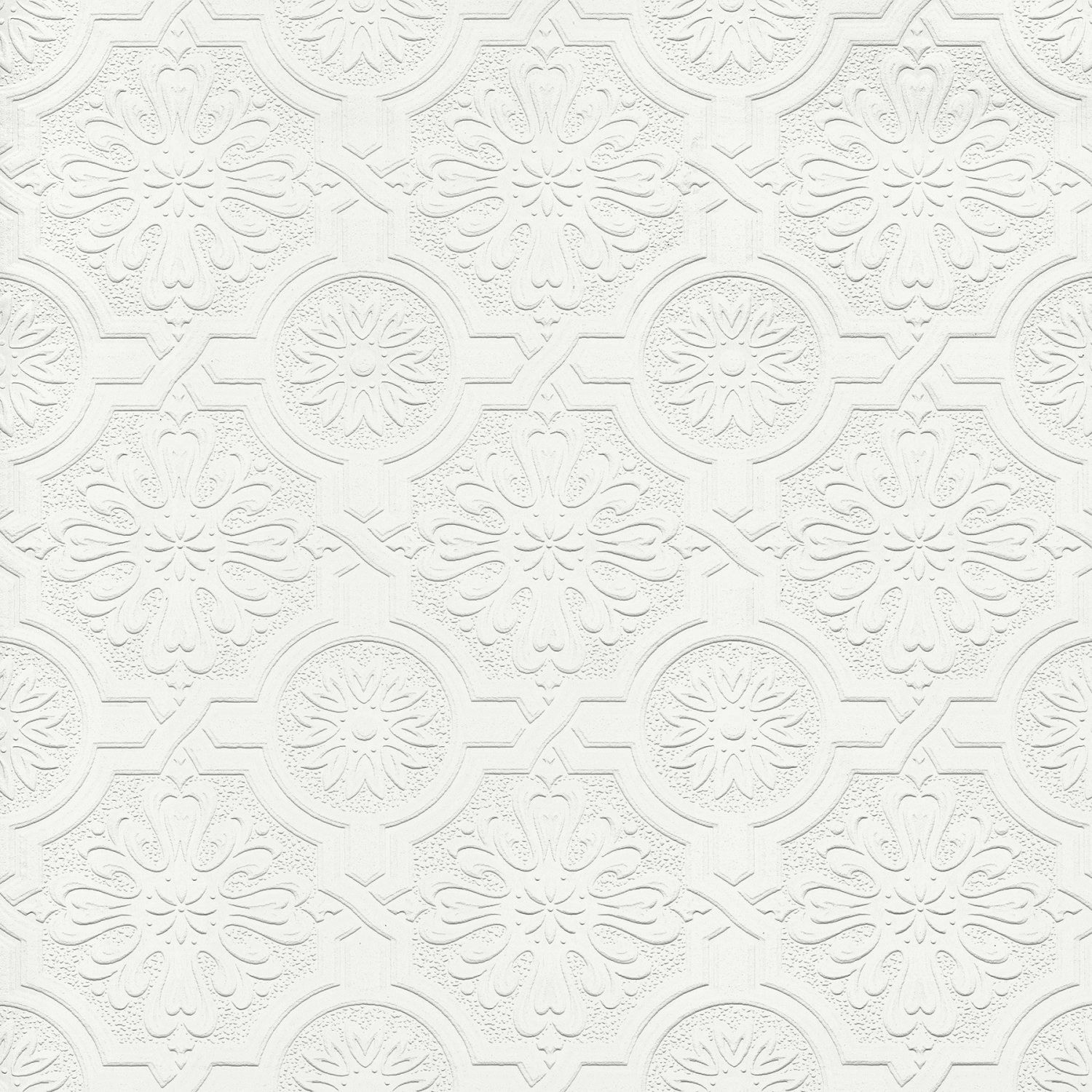 Victorian White Tin Ceiling Paintable Wallpaper