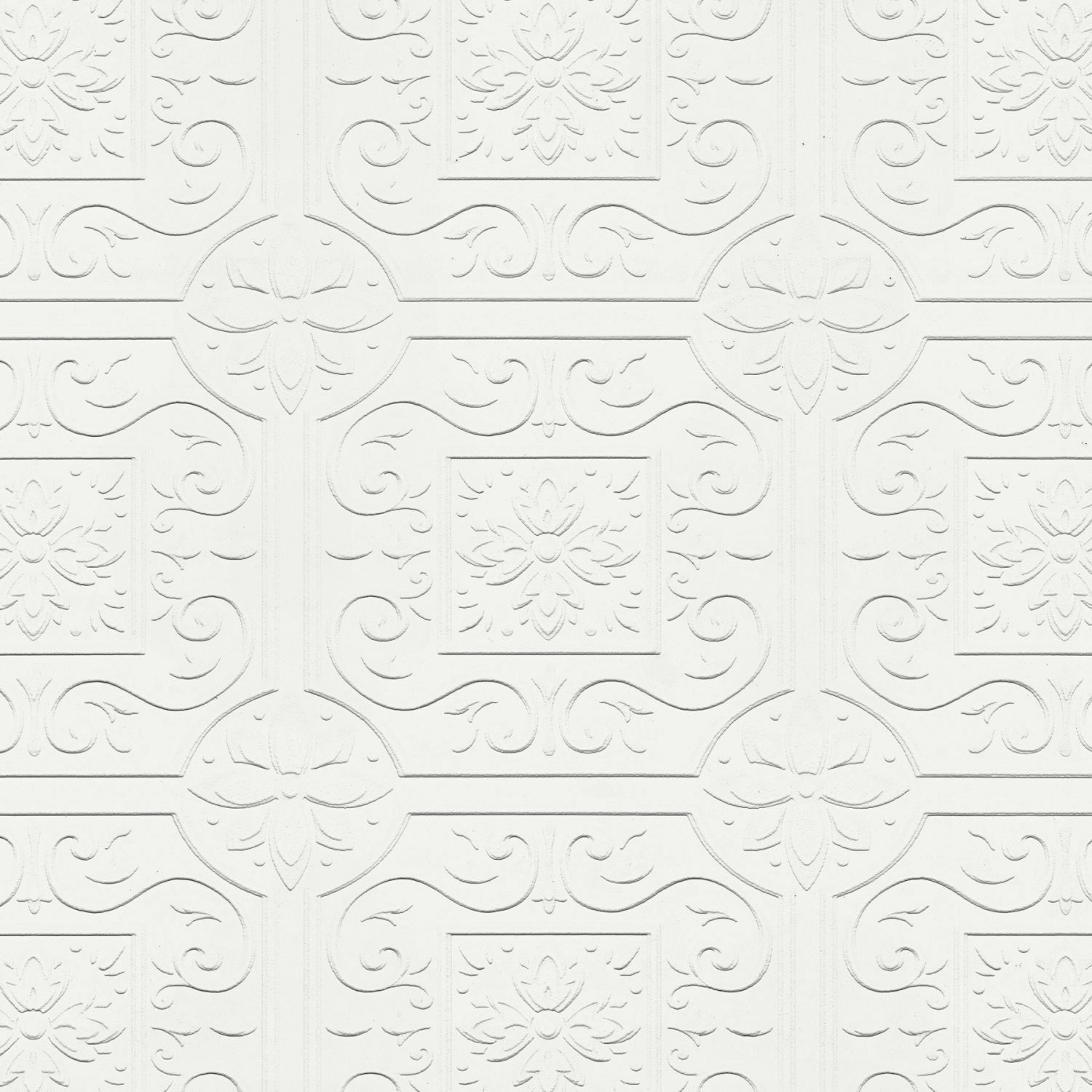 Ibold White Tin Ceiling Scroll Paintable Wallpaper
