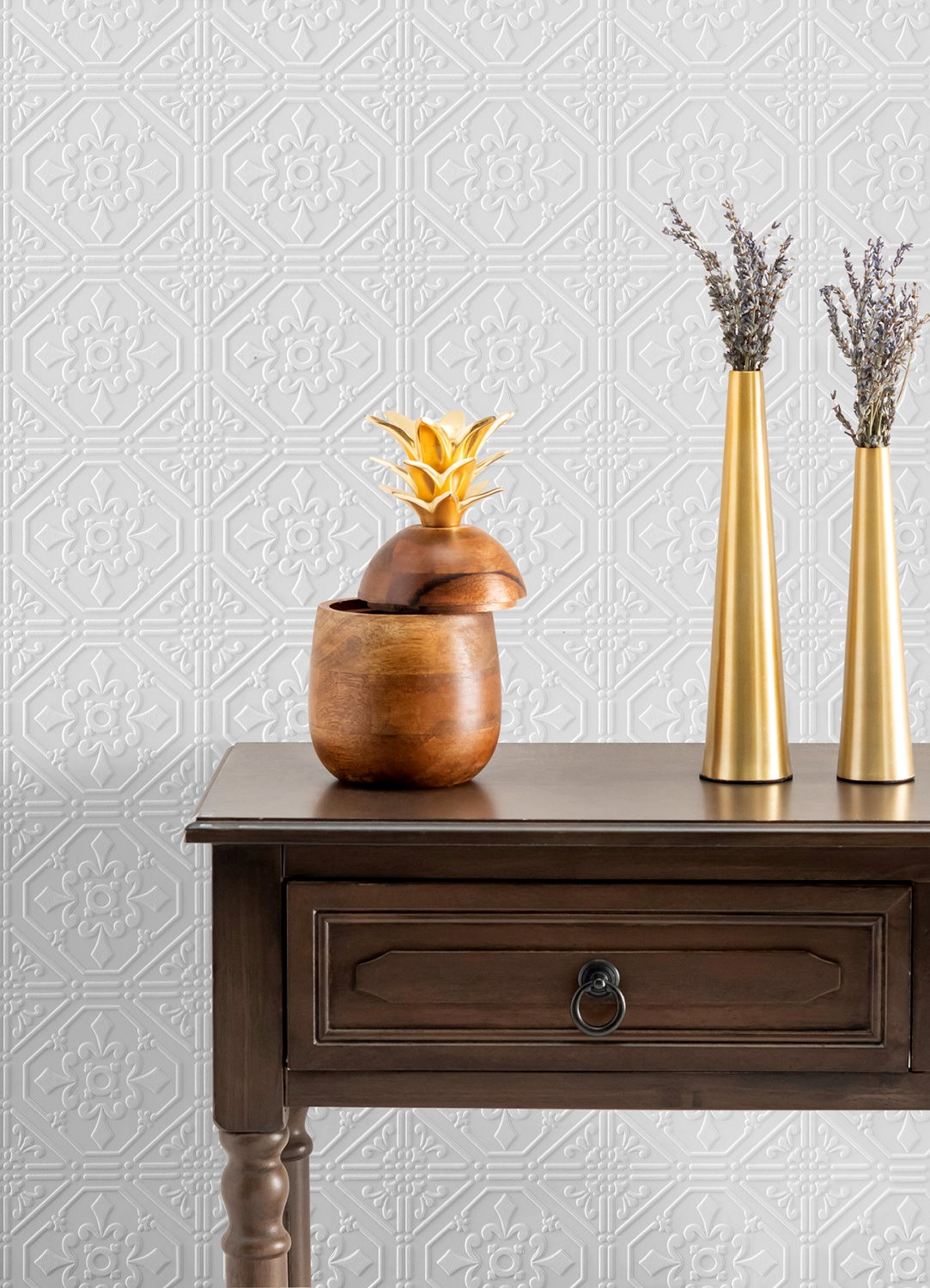 Brooklyn White Tin Paintable Wallpaper