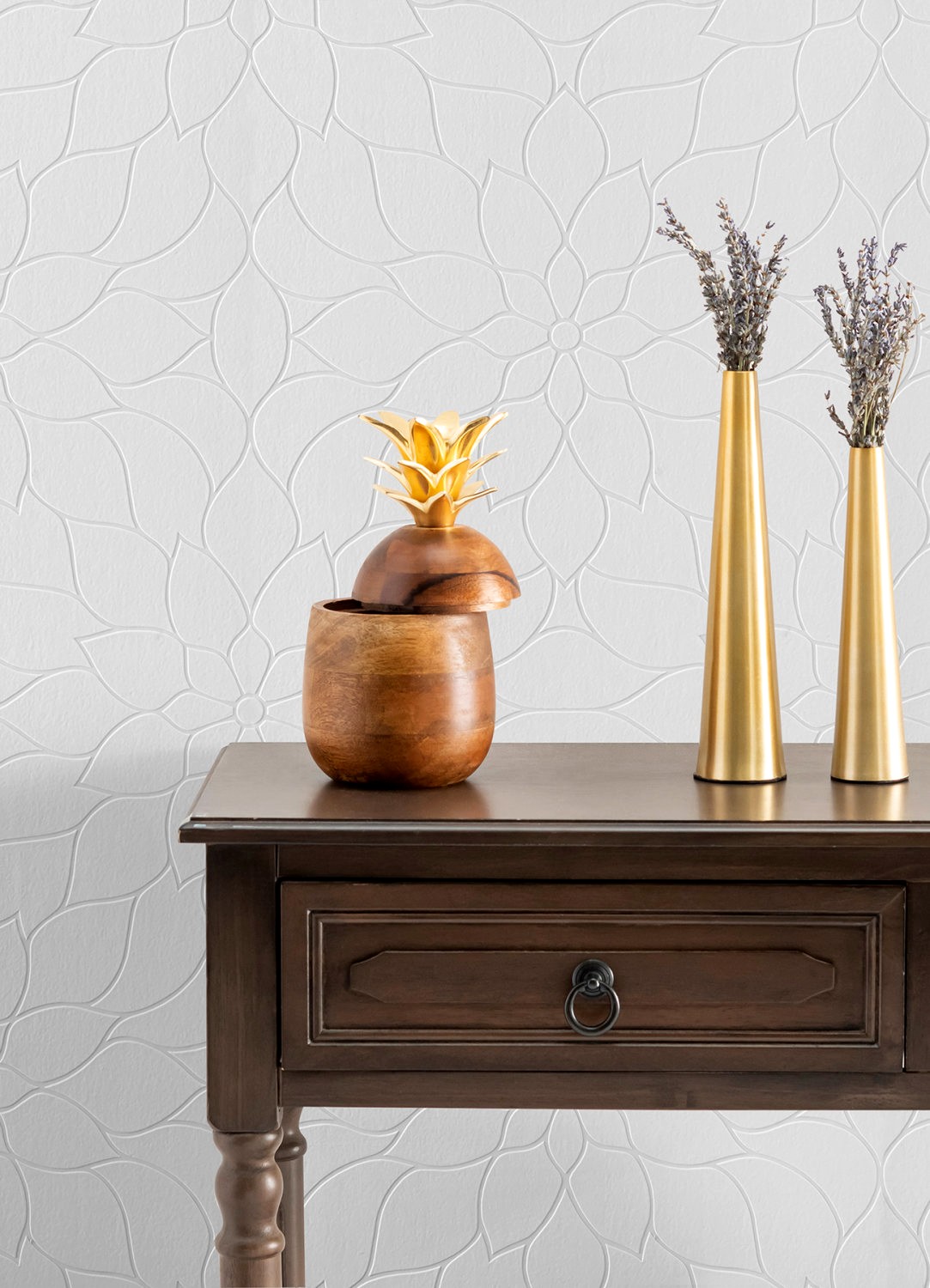 Anselm White Floral Bloom Paintable Wallpaper