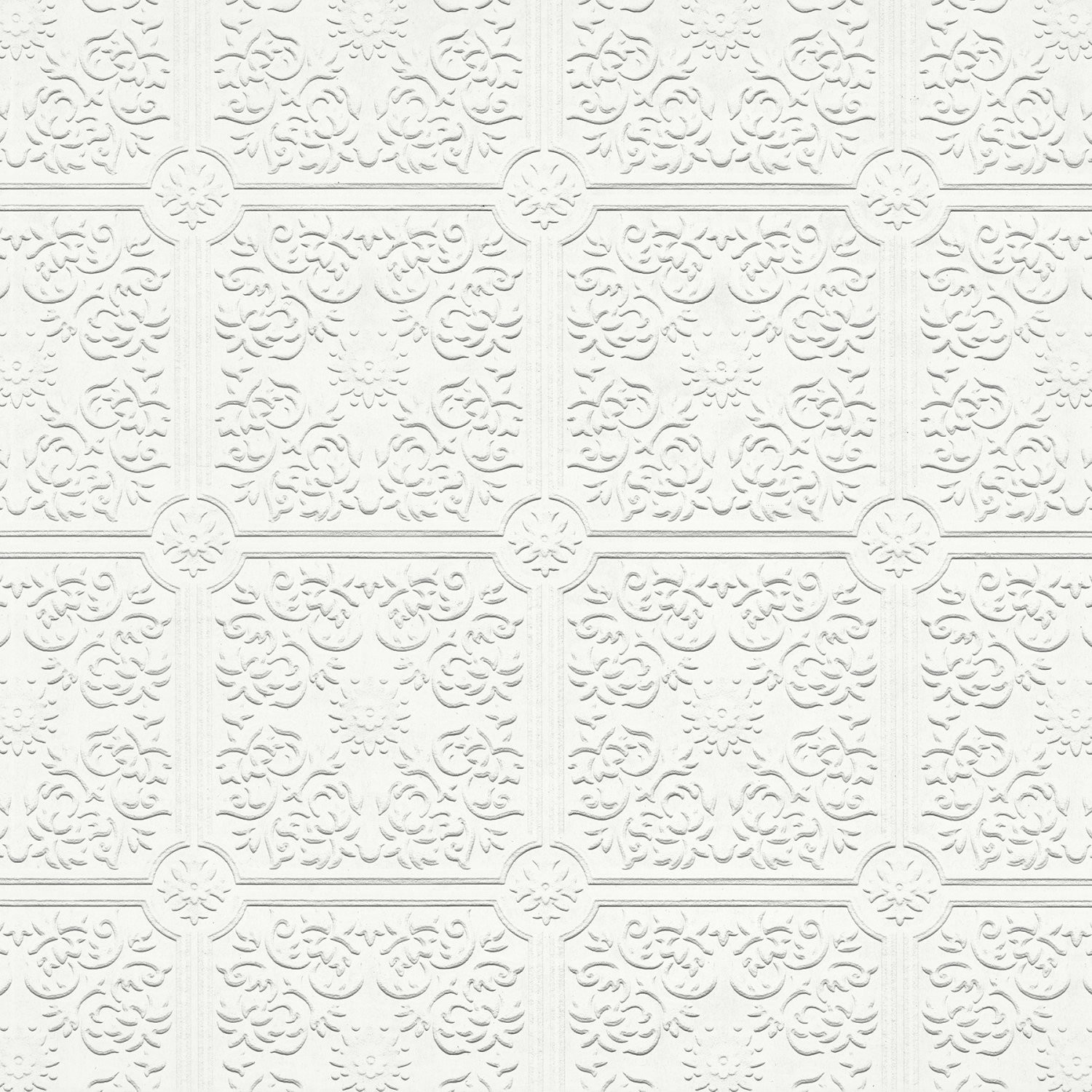 Nico White Tin Ceiling Square Paintable Wallpaper