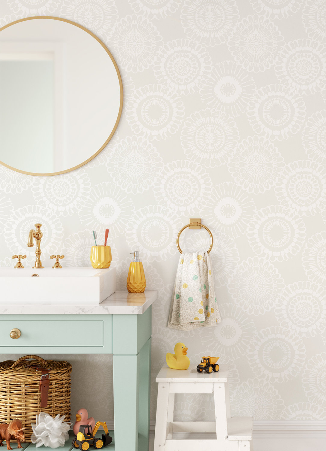 Sonnet Platinum Floral Wallpaper