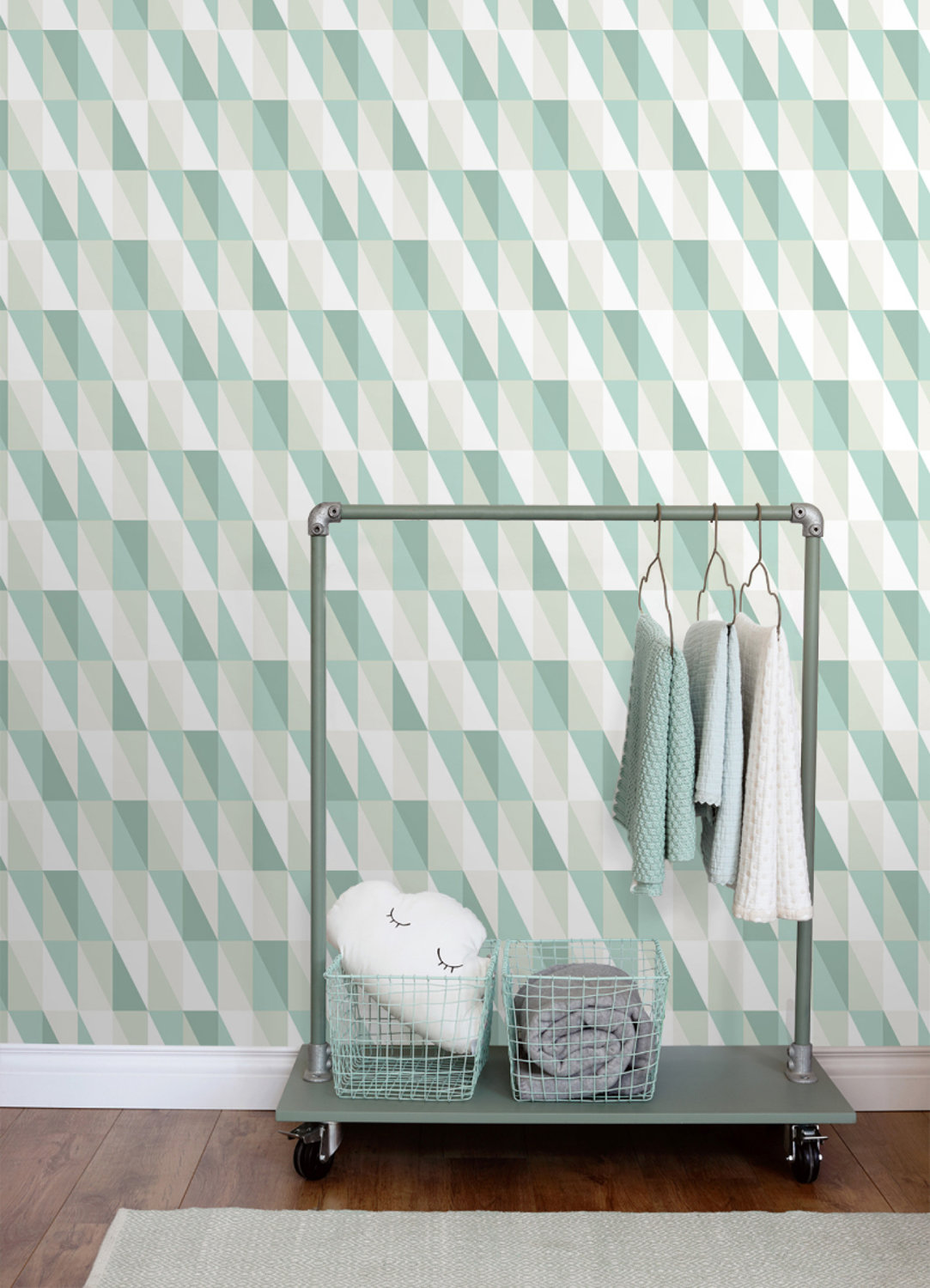 Inez Teal Geometric Wallpaper