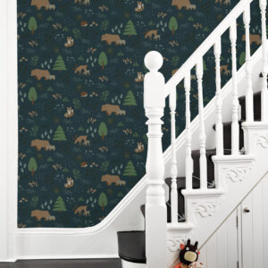 Finola Dark Blue Bears Wallpaper