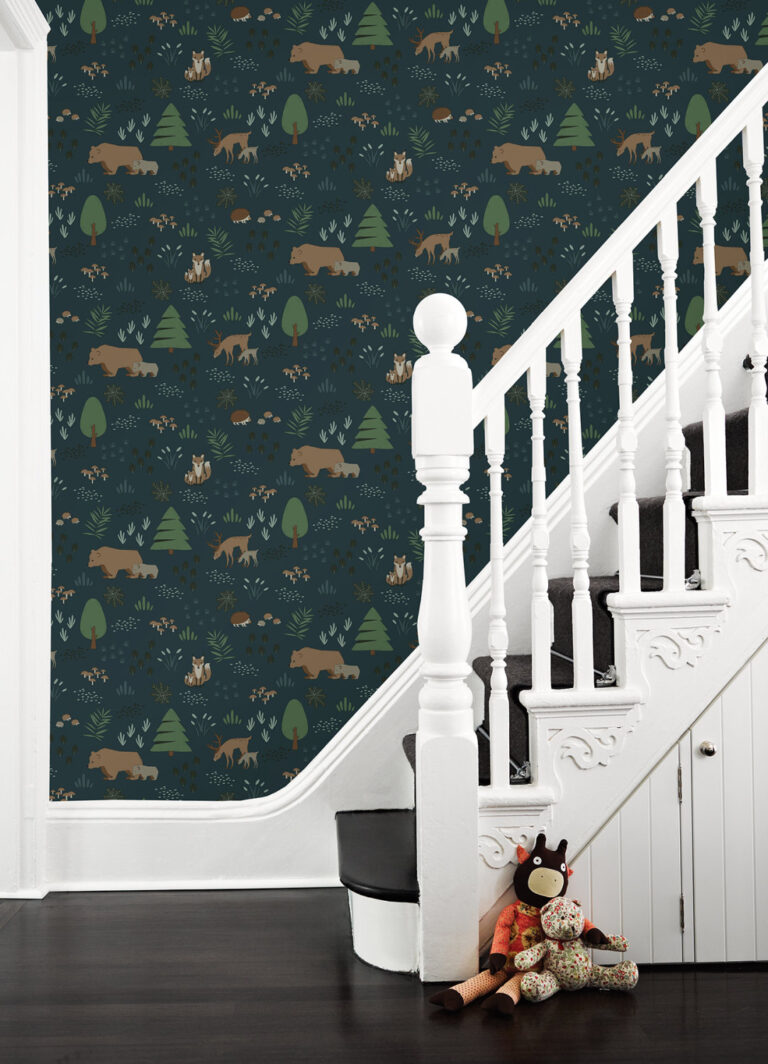 Finola Dark Blue Bears Wallpaper | Brewster | Hume