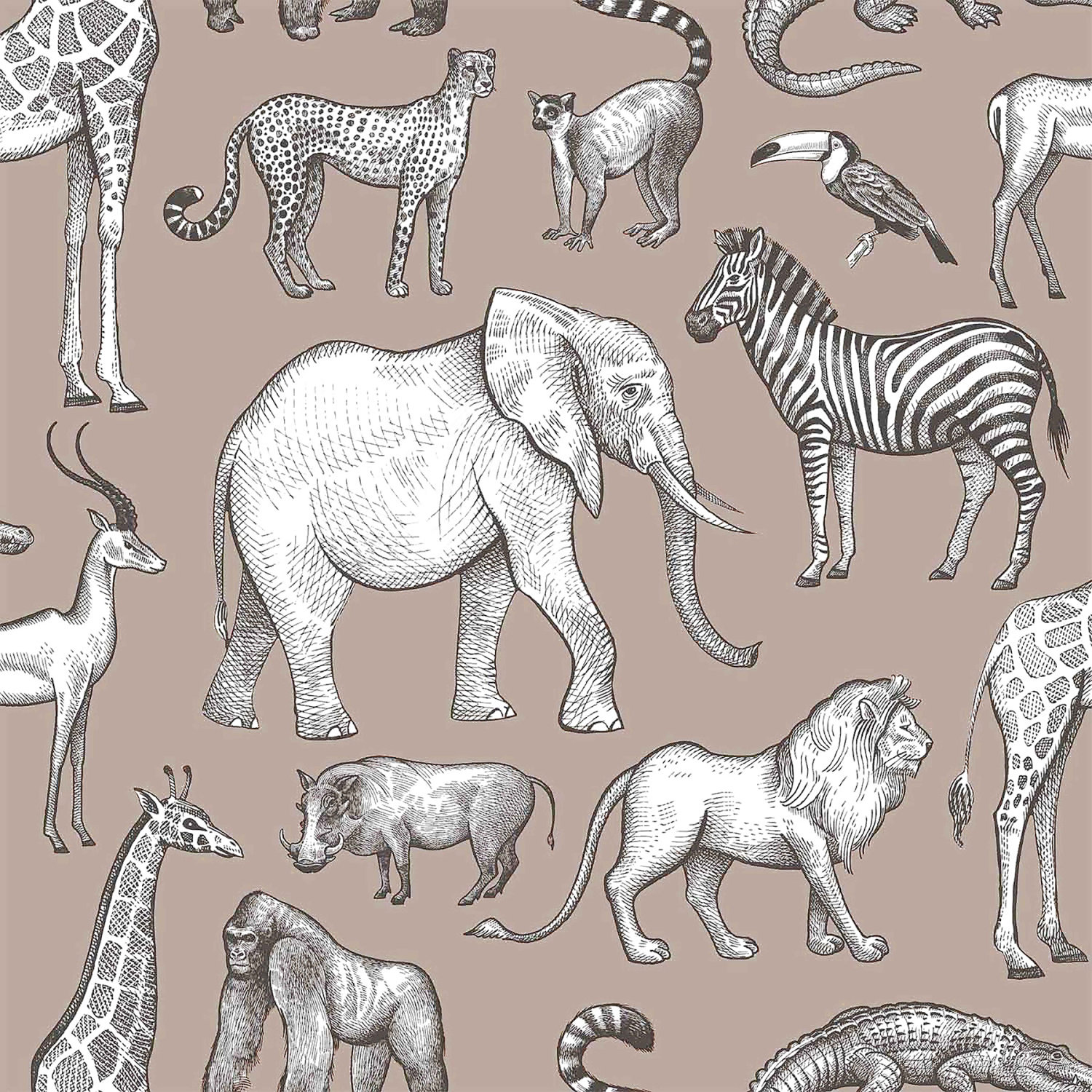 Kenji Light Brown Safari Wallpaper