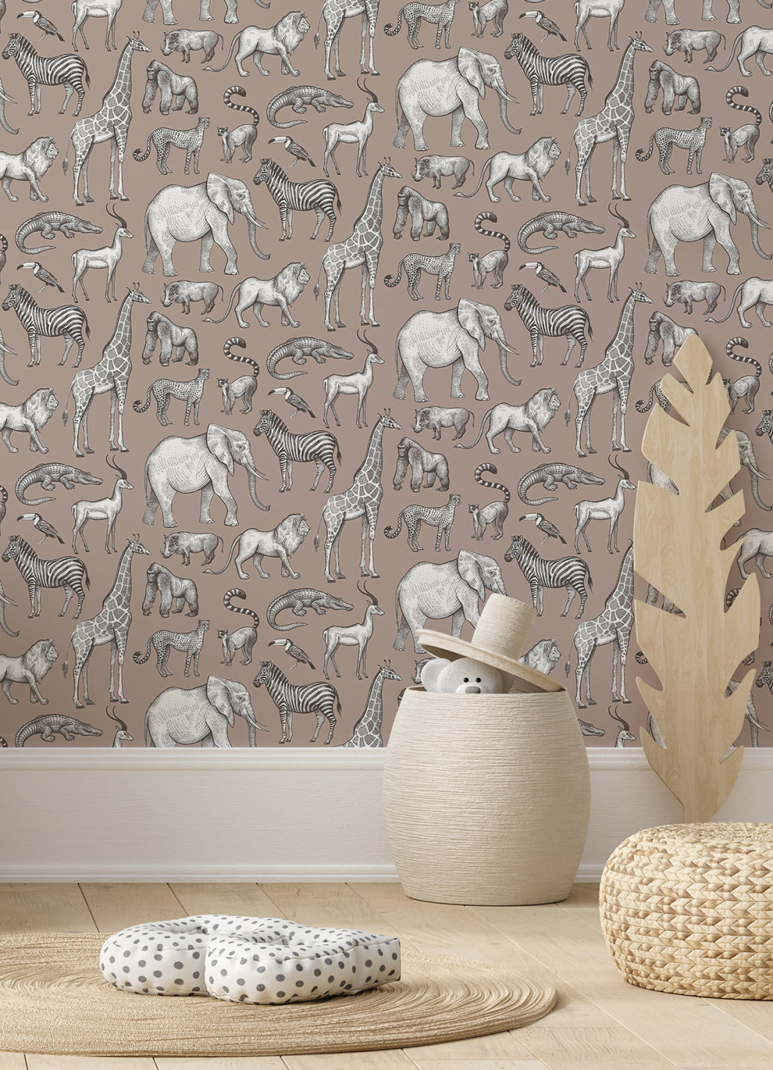 Kenji Light Brown Safari Wallpaper