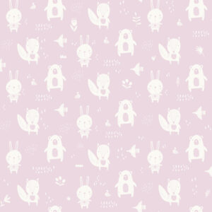 Bitsy Pink Woodland Wallpaper