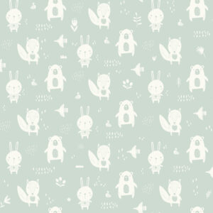 Bitsy Mint Woodland Wallpaper