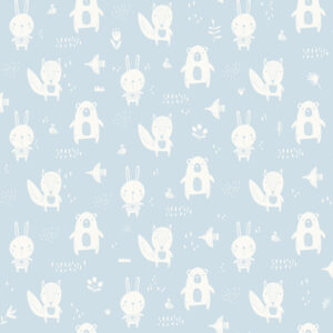 Bitsy Sky Blue Woodland Wallpaper