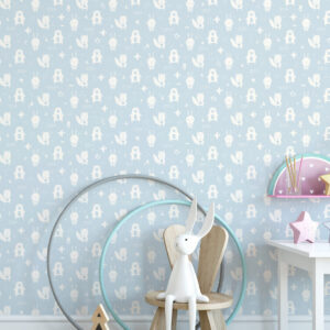 Bitsy Sky Blue Woodland Wallpaper
