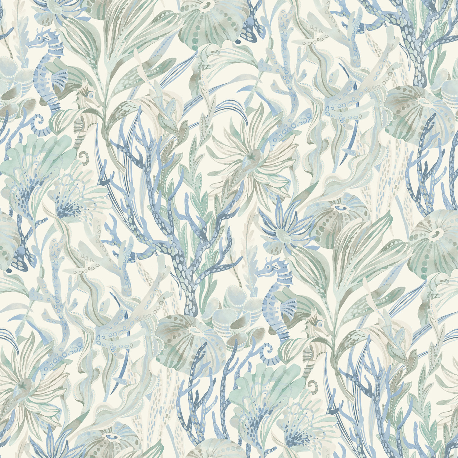 Kelp Garden Light Blue Tropical Reef Wallpaper