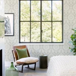 Helm Damask Taupe Floral Medallion Wallpaper