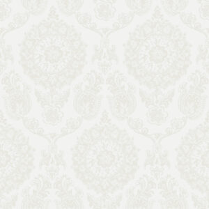 Helm Damask White Floral Medallion Wallpaper