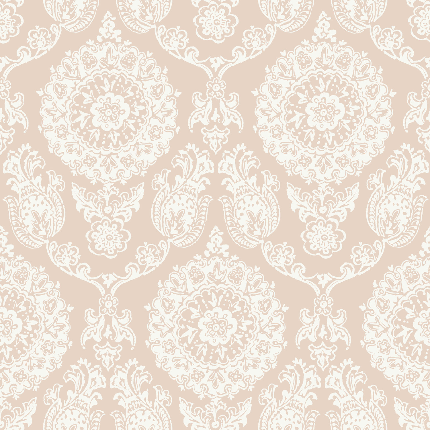 Helm Damask Blush Floral Medallion Wallpaper