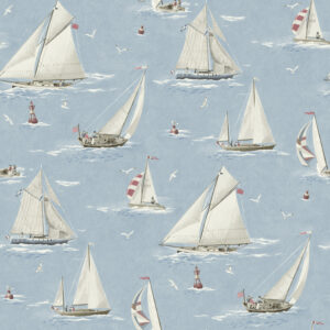 Leeward Light Blue Sailboat Wallpaper