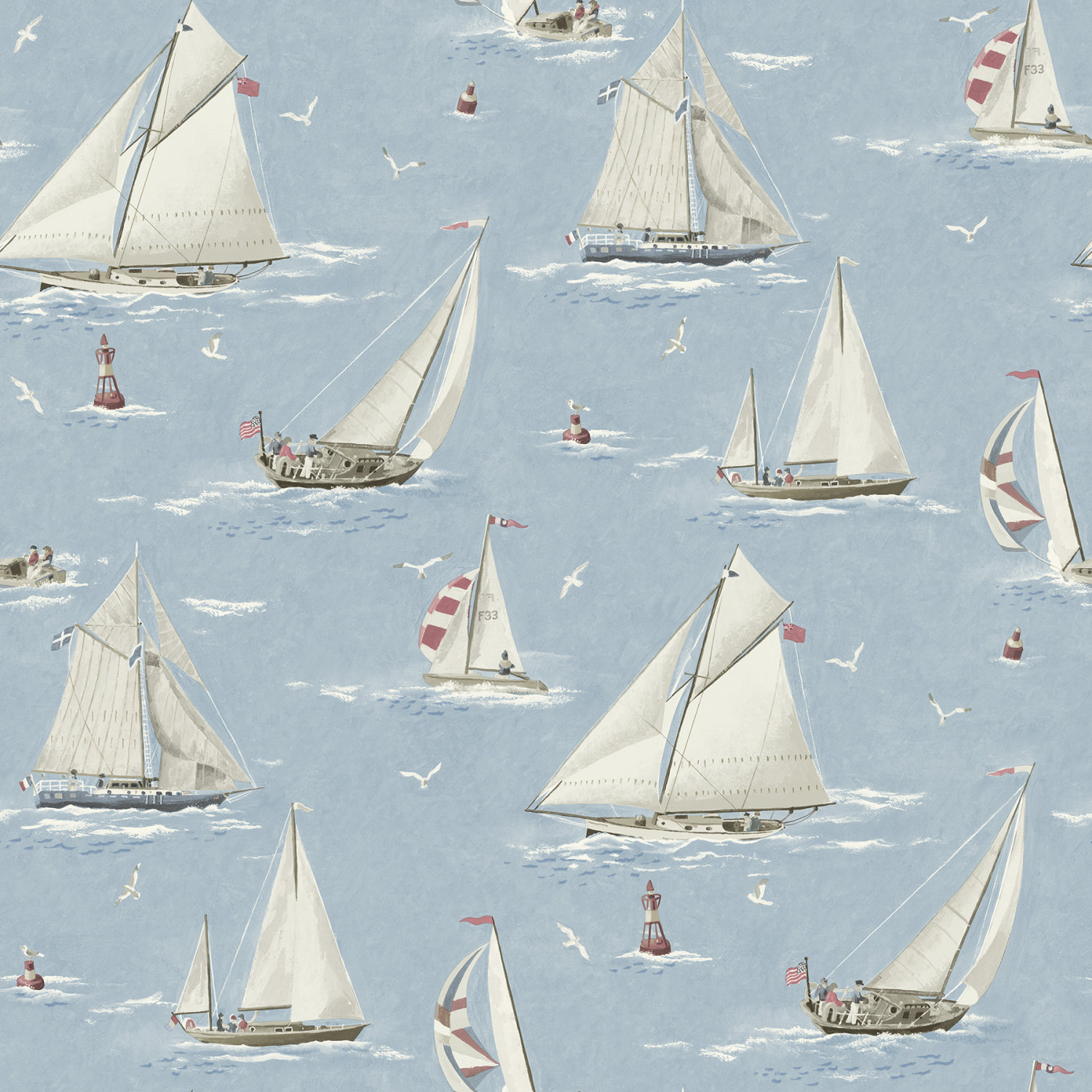 Leeward Light Blue Sailboat Wallpaper