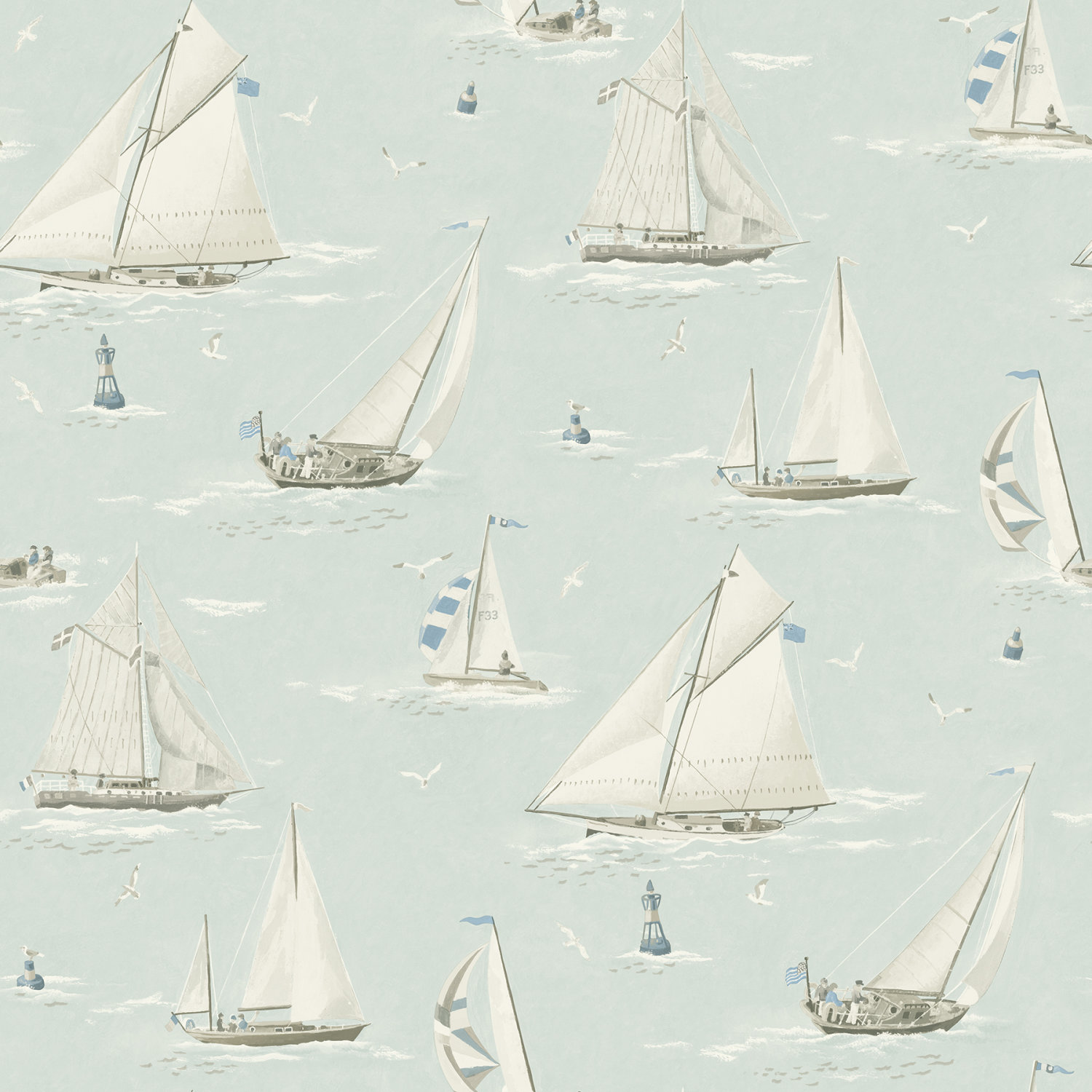 Leeward Aqua Sailboat Wallpaper