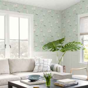 Leeward Aqua Sailboat Wallpaper