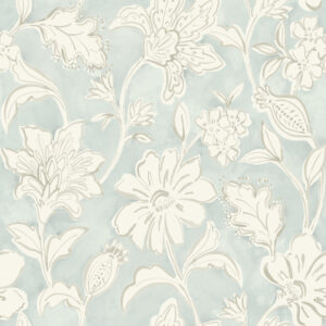 Plumeria Aqua Floral Trail Wallpaper