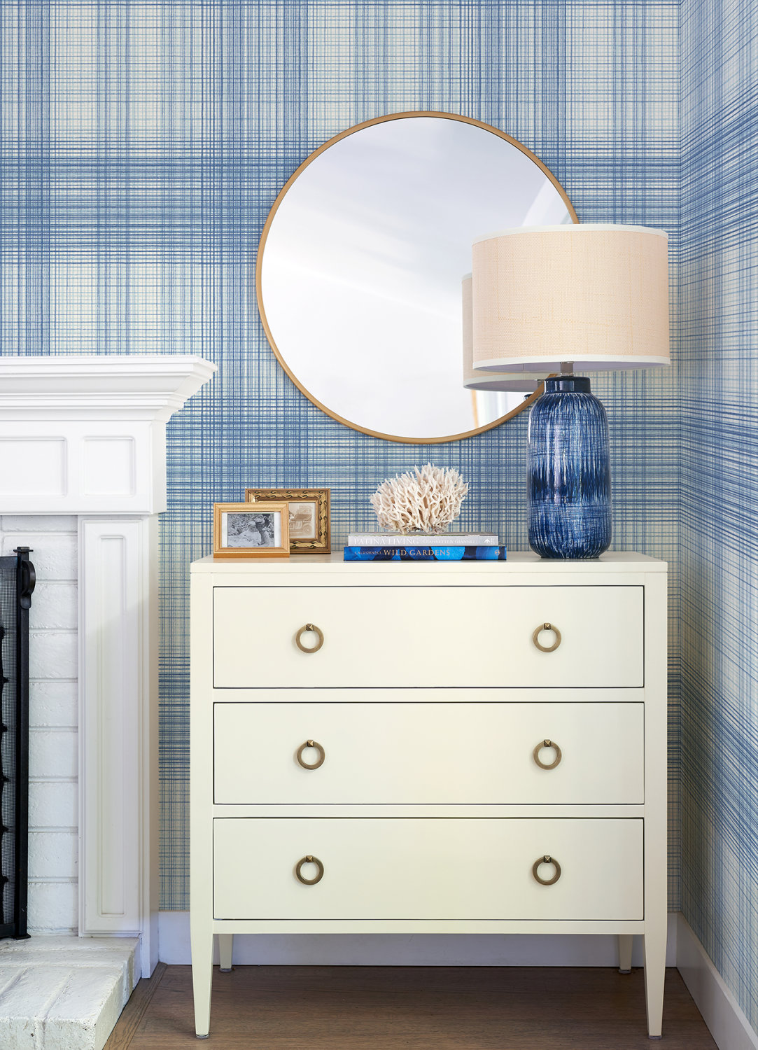 Madras Blue Plaid Wallpaper