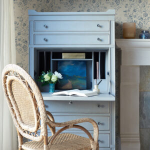 Isidore Blue Scroll Wallpaper