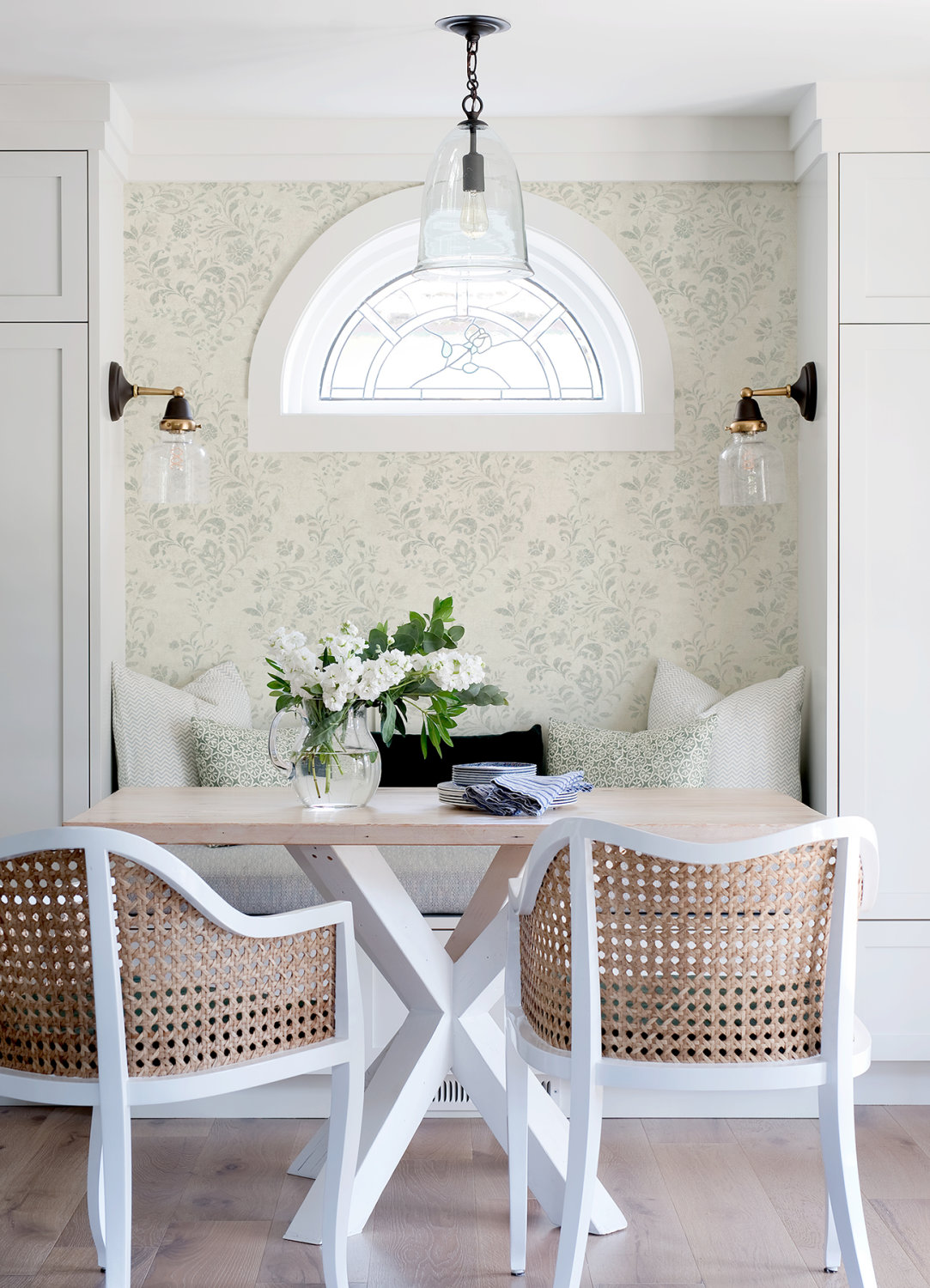 Isidore Aqua Scroll Wallpaper