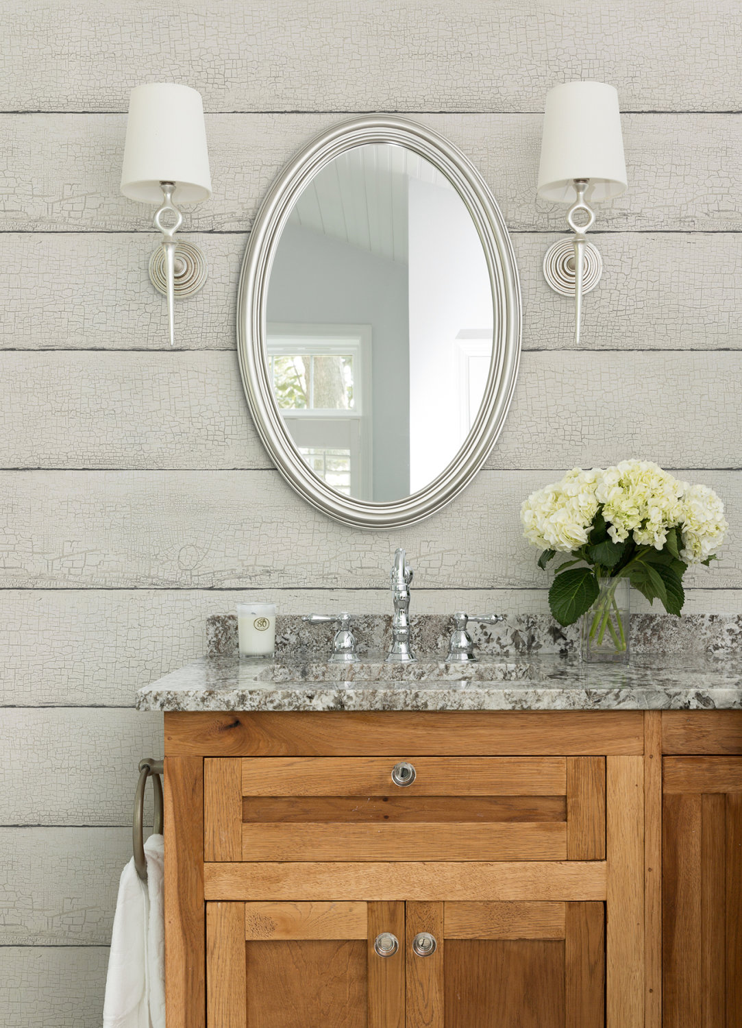Morgan White Distressed Wood Wallpaper