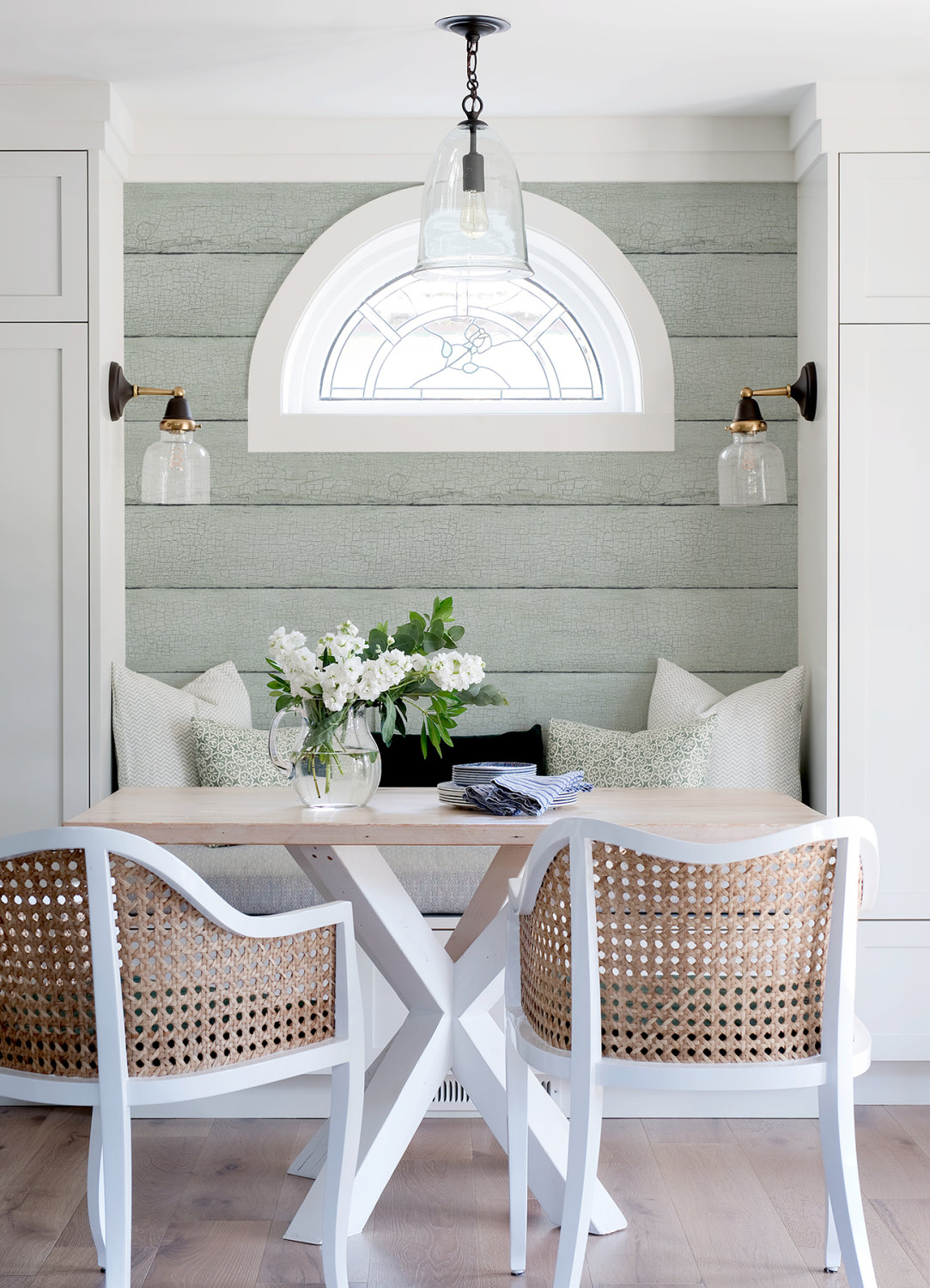 Morgan Seafoam Distressed Wood Wallpaper