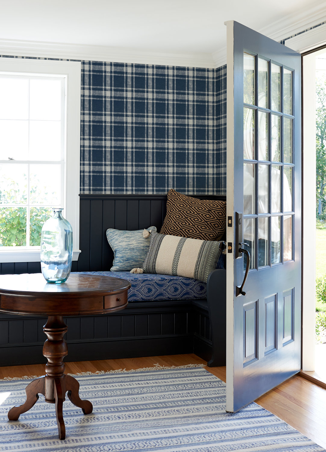 Antoine Dark Blue Flannel Wallpaper